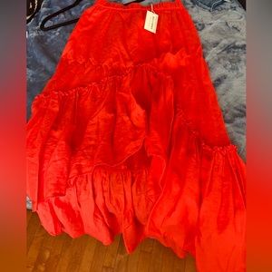 Trunk Turk out of office (M) high low skirt 100% linen skirt